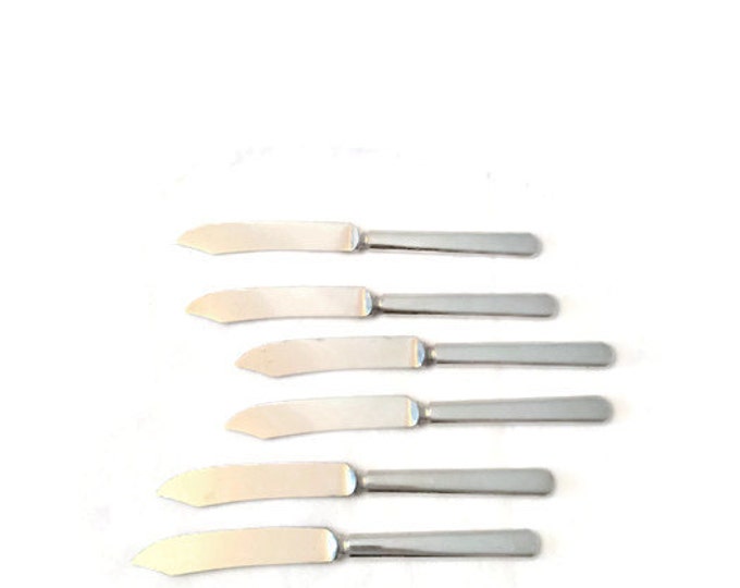 Set of 6 Butter Knives Spreaders by Rogers Lunt and Bowlen / Antique Rustic Prairie Wedding Antique Silverplate Flatware / Fruit Knife Set