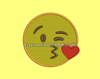 Kiss Emoji Machine Embroidery Design - 7 Sizes - INSTANT DOWNLOAD