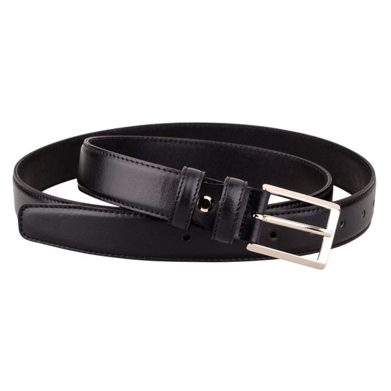 Cheap Black Leather Belt for Men Classic slim Narrow Dress