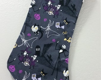 Stocking Made with The Nightmare Before Christmas Fabric, Nerdy Stocking, Gift for Nerds, Jack Skellington Fabric, Disney Stocking,