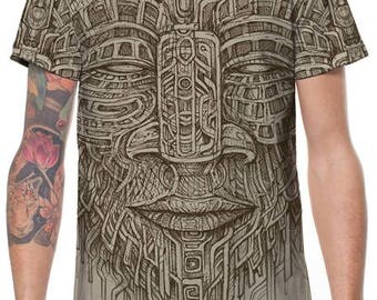 Cool MenT -Shirt,Psy Tance Goa,Burning Man,Gift For Men,Festival Clothing,Mens Tribal Shirt,Spiritual Top,Tribal T Shirt,Printed T Shirt.