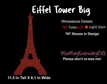 Eiffel Tower Rhinestone Template Design SVG PNG DXF