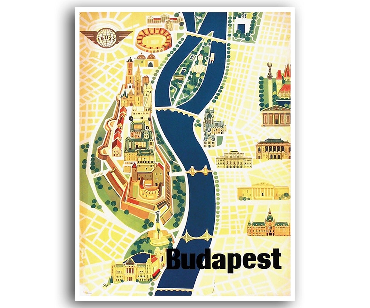 budapest vintage travel poster