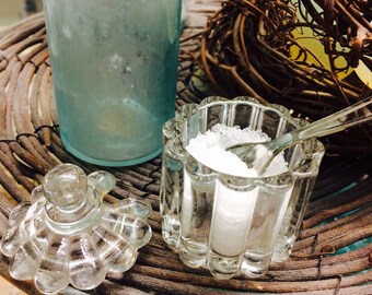Vintage Salt Cellar with Spoon , Covered Salt Cellar with Lid
