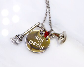 Wicked the Musical inspired necklace, Wicked necklace, defy gravity, wicked necklace, wicked musical jewelry, changed for good, wizard of Oz