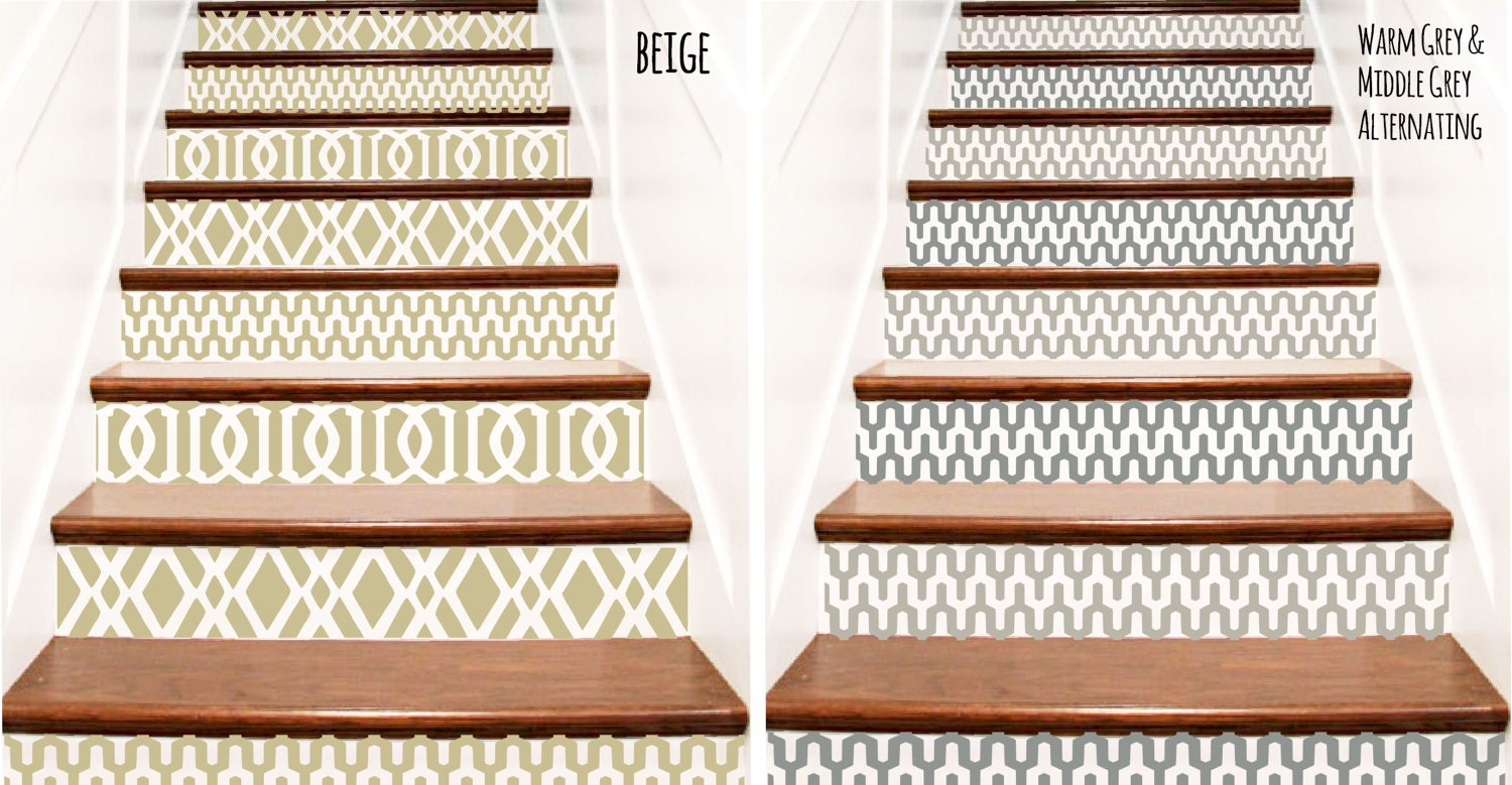Decorative Vinyl Stair Decals . TrellisTWO Geometric 3 Design