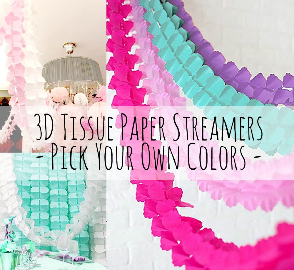 3D Pom Tissue Paper Streamers Crepe Paper
