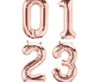 16" rose gold foil mylar number balloons