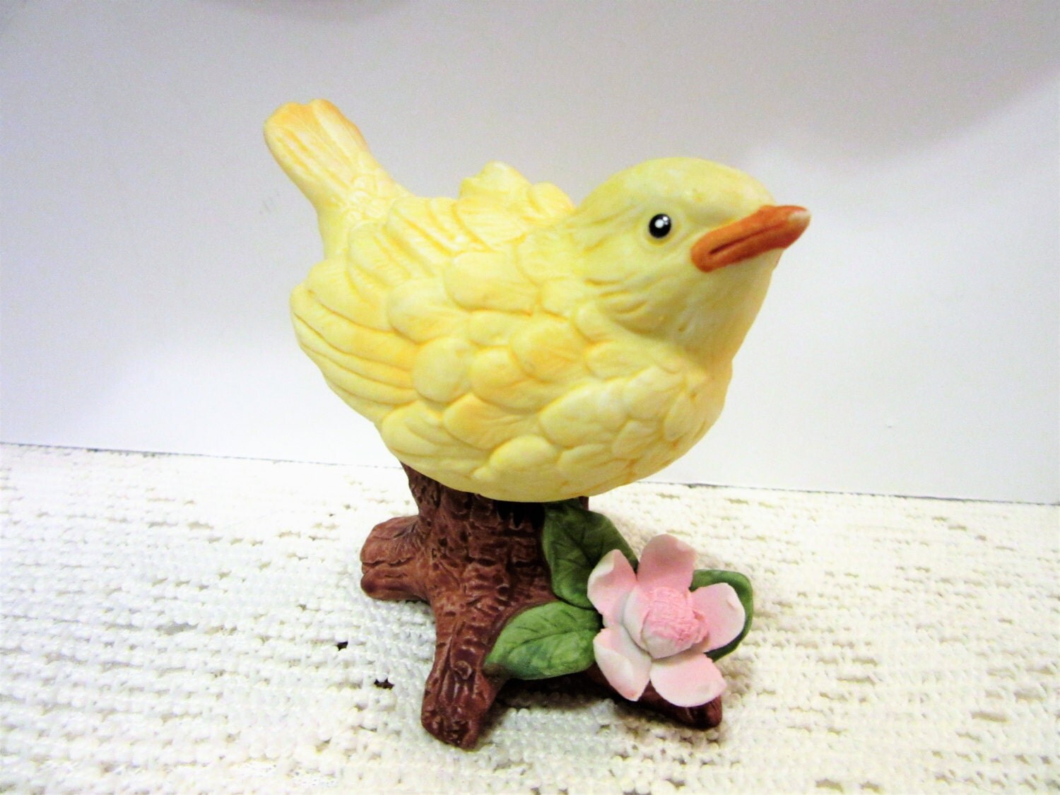Bird Figurine Porcelain Bisque Homco Yellow Vintage BLM