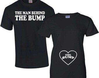 The Bump, The Man behind the bump Pregnancy Couple Shirts. Great for Pregnancy Photos, Valentines Day, Parties and Vacations!
