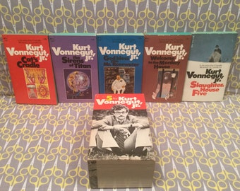 Kurt Vonnegut Paperback Book Box Set 5 By Vonnegut Cats Cradle Sirens of Titan Welcome to the Monkey House Slaughterhouse five God Bless You