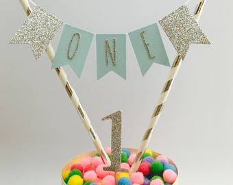 Boys First Birthday Cake Topper Birthday Boy Cake Bunting Blue And Silver One Today 1st Birthday Boy Birthday