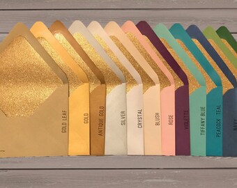 Gold Glitter Lined Metallic Euro Flap Envelopes - 25 pack