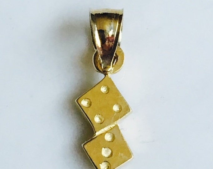 Storewide 25% Off SALE Vintage 14k Yellow Gold Double Dice Charm Trinket Featuring Elegant Style Design Finish