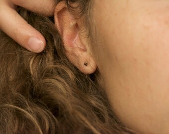 Raw Black Diamond Studs. Diamond Stud Earrings. Diamond Earrings. Genuine Diamond Earrings. Natural Black Diamond Earrings.
