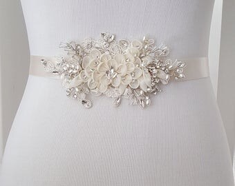 Floral Wedding Sash, Bridal Belt, Custom Wedding Belts and Sashes - Style 789