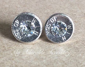 Bullet Stud Earrings/Winchester 40 Caliber Bullet Earrings/Nickel Bullet Earrings