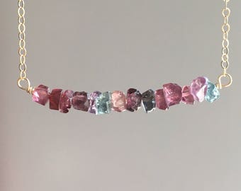 Gemstone Necklace - Gemstone Jewelry - Raw Crystal Necklace - Spinal Gemstone Necklace - Crystal Necklace - Dainty Gold Gemstone Necklace