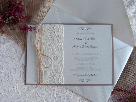 Rustic Wedding Invitation Lace Dusty Rose Rustic Wedding Invitation Lace Dusty Rose