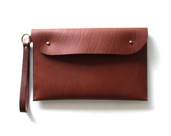 Leather Clutch Oversized Laptop Portfolio Handmade in Australia