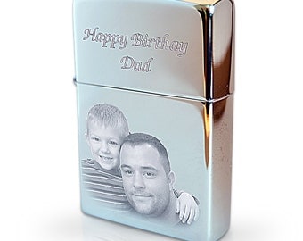 Photo & text engraved Zippo lighter