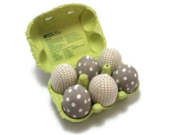 Easter eggs to hang fabric eggs sewn Easter eggs unbreakable beige natural white 6 piece in the egg carton fabric Easter eggs eggs Easter Bush