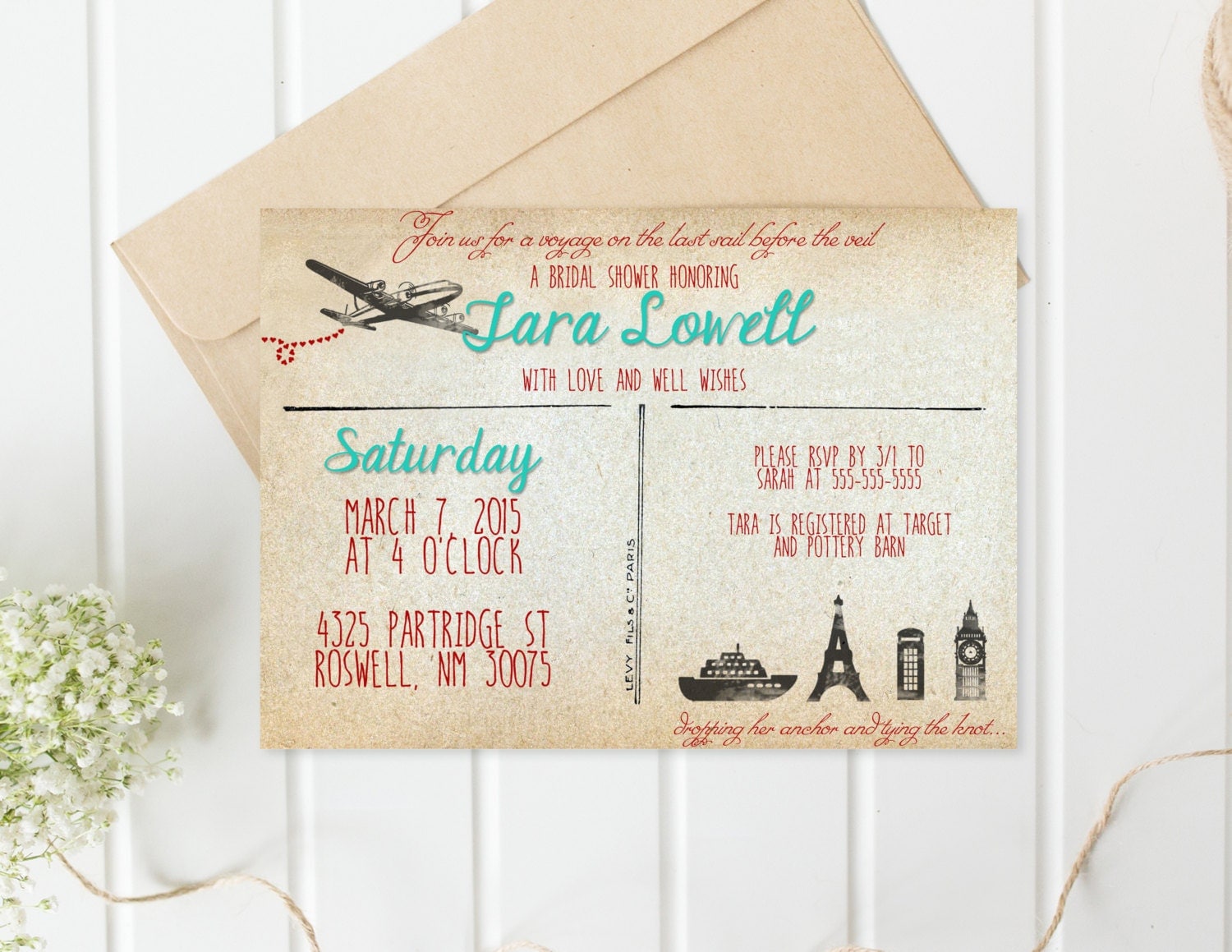 Bridal Shower Invitation Postcard Bridal Shower Invitation