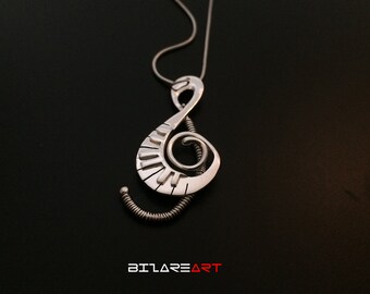 Sol key music transition pendant handmade sterling Silver 9.25