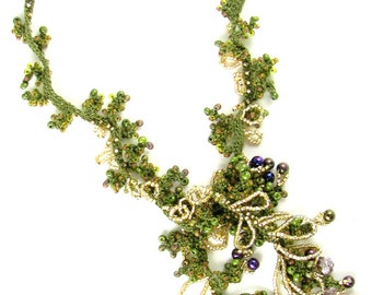 Olive Boa Bead Crochet Necklace Kit by Ann Benson