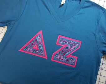 Delta Zeta Letter V-Neck Shirts