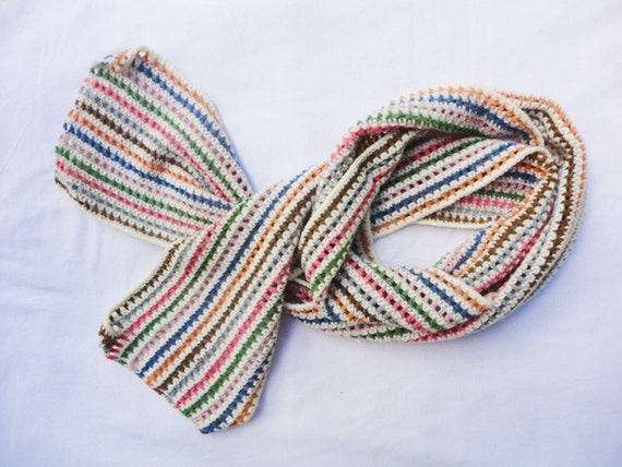 Items similar to Crochet Stripe Scarf, multicolor scarf, kid scarf ...