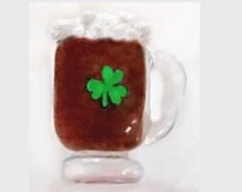 Irish Coffee Mug with Shamrock Realistic Glass Button