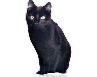 Black Cat, Cat Cushion, Black Cat Decor, Black Cat Pillow, Bombay Cat, Halloween Decoration, Halloween, Cat Gifts, Pets, Novelty Gift, Cat