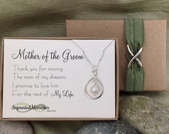 Mother of the GROOM Gift - Mother of the Groom Necklace - Sterling Silver Freshwater Pearl - Thank You for Raising the Man of My Dreams