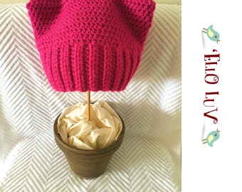 Crochet "Pussyhat" Pink Women's Rights Hat