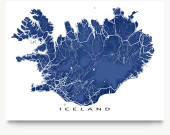 Iceland Map Print, Iceland Poster, Map Art Print