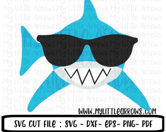 Shark with sunglasses svg - shark svg - boy shark svg - summer svg - SVG, DXF, EPS, png Files for Cutting Machines Cameo or Cricut