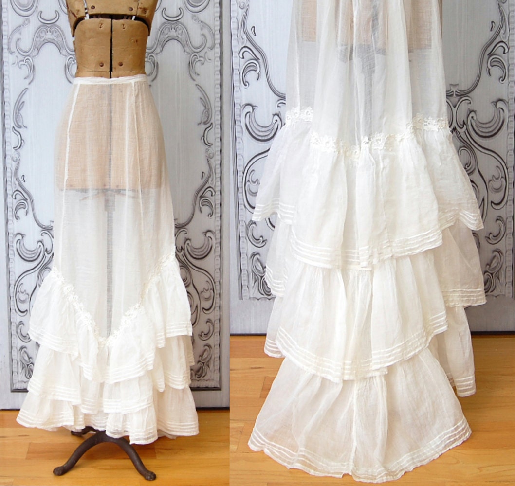 Vintage White Victorian Petticoat Slip Antique Edwardian