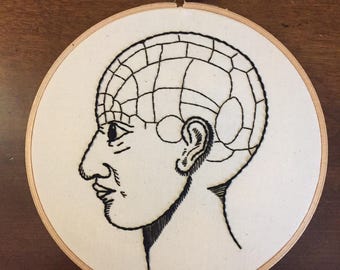 Phrenology Head, Medical Artwork, Female Phrenology Head, Phrenology Science, Psychology Gift, Vintage Anatomy, Human Head; Made to Order