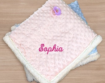 Embroidered Sherpa Baby Blanket, Embroidered Name Baby Blanket, Embroidered Blue Baby Blanket, Embroidered Pink Baby Blanket