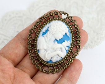 Lady cameo brooch Victorian brooch Vintage brooch Antique jewelry Mothers day gift for mom gifts for grandma gift for sister gift women gift