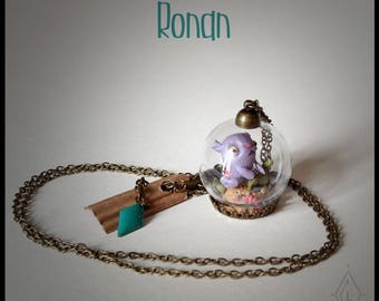 Jewelry necklace mini-terrarium glass - Ronan cat fish "coward.