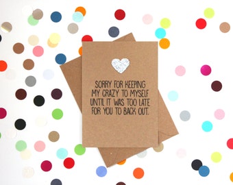 Funny Valentine's Day Card, Funny Husband Valentine's Card, Funny love card, Funny apology card, Funny wife birthday card, Funny card