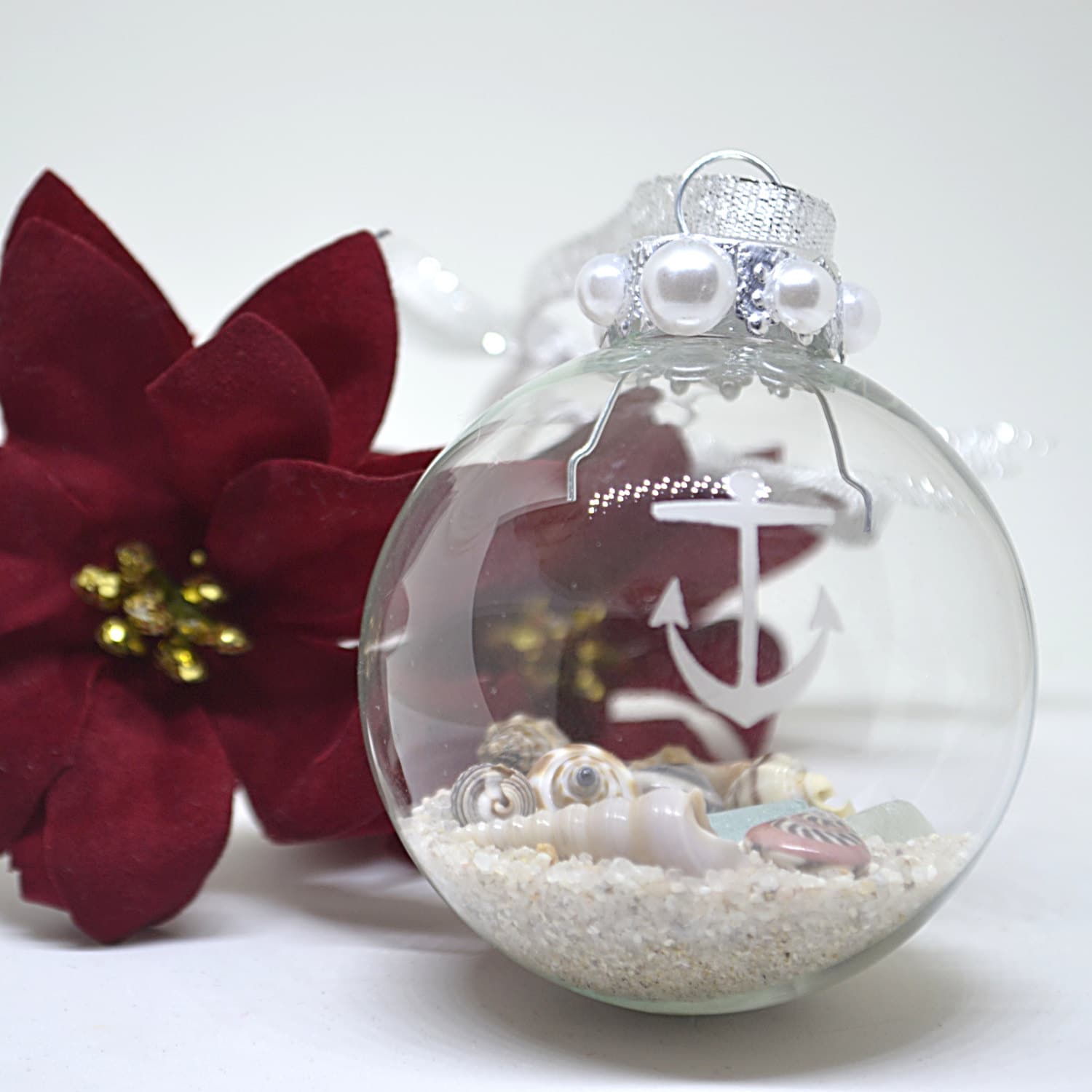 anchor etched glass ornament coastal christmas beach anchor etched glass ornament coastal christmas beach