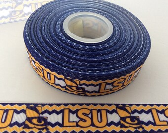 LSU University ribbons,Louisiana state university, lsu tigers, sport ribbons, team ribbons, 7/8 inch Grosgrain ribbons