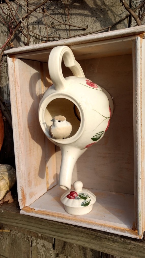 Vintage teapot birdhouse unique birdhousevintage teapot