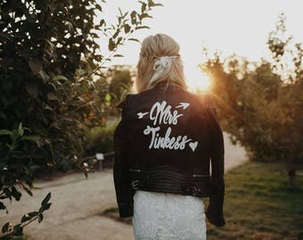 Custom Leather Jacket for Wedding with Removable Art