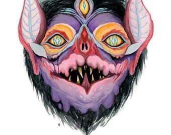 8 x 10 - Bat Mask of Young Chasm Percher - INKJET PRINT