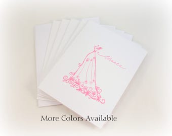 Wedding Thank You Cards, Wedding Dress, Wedding Thank You Notes, Thank You Card Set, Wedding Thanks Cards, Bridal Shower, Wedding Day Thanks