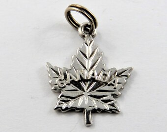 Canadian Maple Leaf Sterling Silver Charm of Pendant.